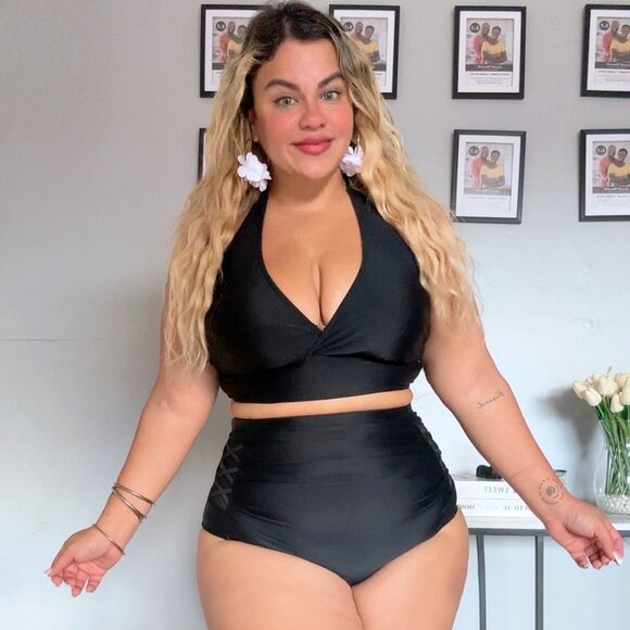 Yonique Other - * Plus Size Black Bikini High Waisted Swimsuits Tummy Control 2 Piece  NEW 2026